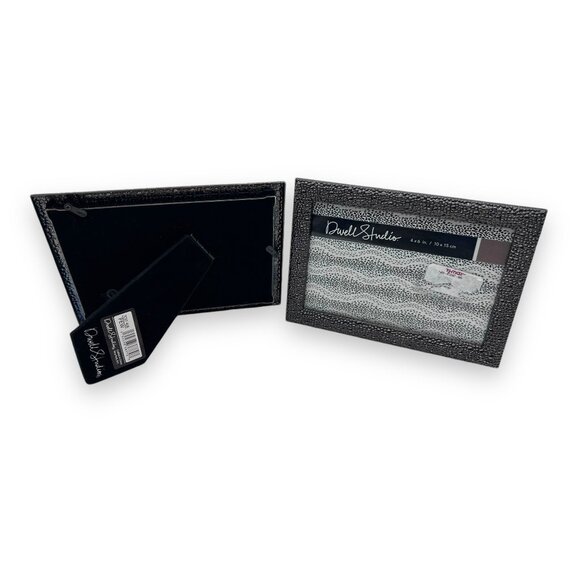 DwellStudio Black Pebble Texture 4x6" Picture Frames Set Of 2 - Picture 2 of 10